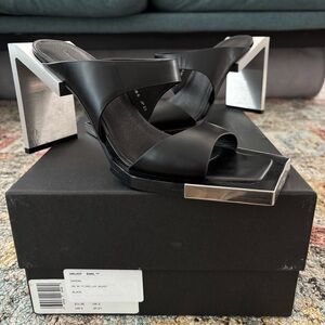 Heliot Emil Calf Leather Sandal black silver women's US size 6 metal steel